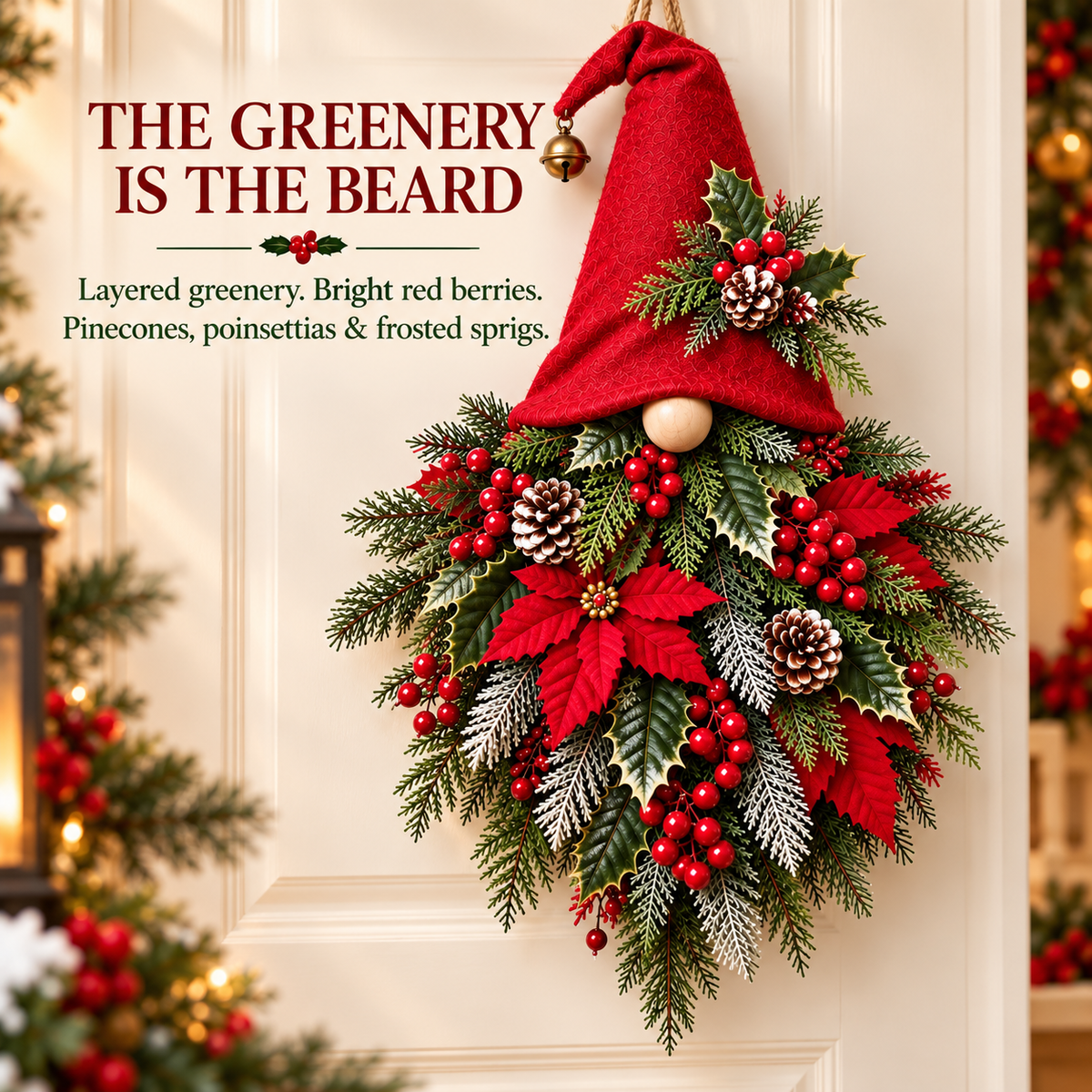 🎄🧙‍♂️ Christmas Evergreen Gnome Door Hanger
