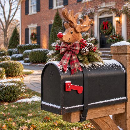 Vintage Christmas Reindeer Mailbox Topper