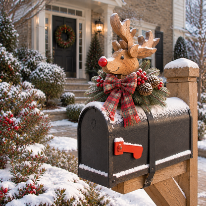Vintage Christmas Reindeer Mailbox Topper