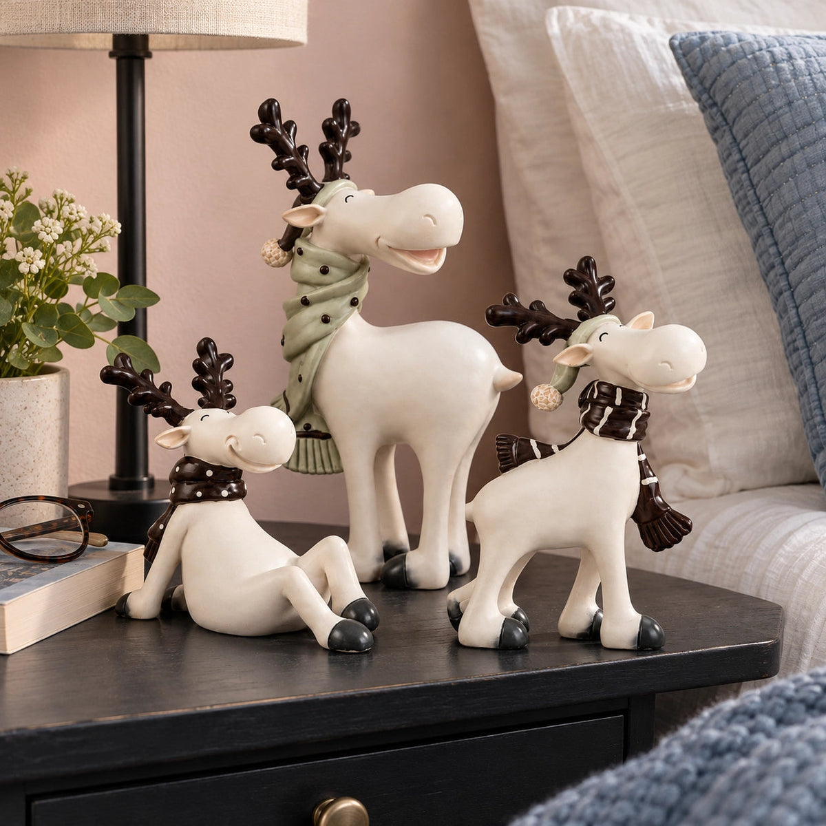 3-Piece Christmas Reindeer Figurine Set
