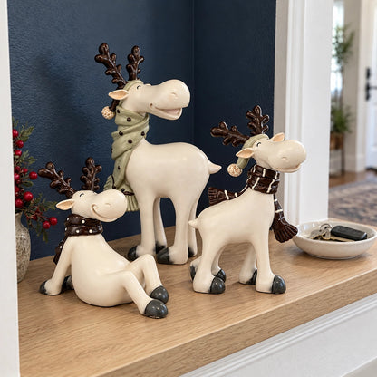 3-Piece Christmas Reindeer Figurine Set