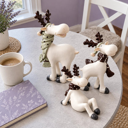 3-Piece Christmas Reindeer Figurine Set