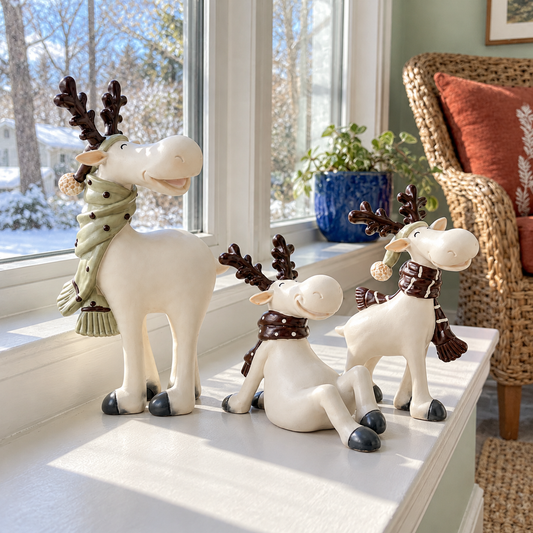 3-Piece Christmas Reindeer Figurine Set