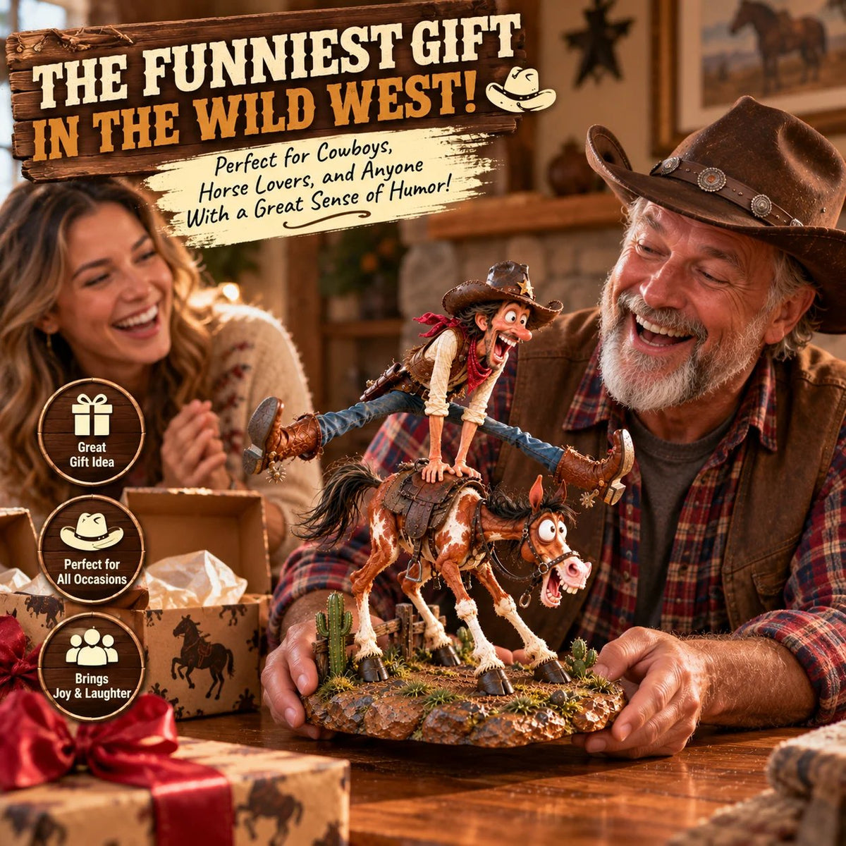 🤠Hold My Hat! – Fun Wild West Figurine🐴