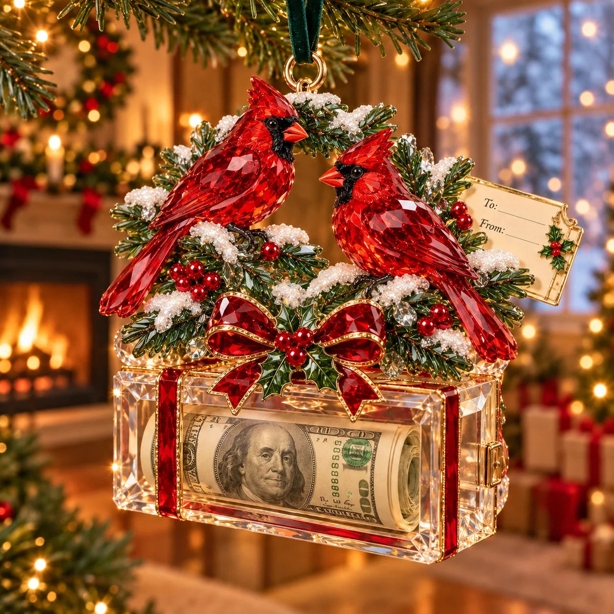 🎄 Christmas Cash Gift Ornament | 20 Crystal-Style Designs with Money Holder & Gift Tag 🎁