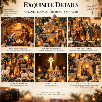 🎉✨ Remember the Night That Changed Everything! — The Holy Night of Bethlehem Illuminated Nativity Village